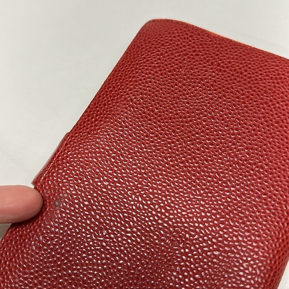 Chanel CC Wallet Interlocking Logo Caviar Leather Long Bifold Red Gold Vintage - Picture 5 of 14